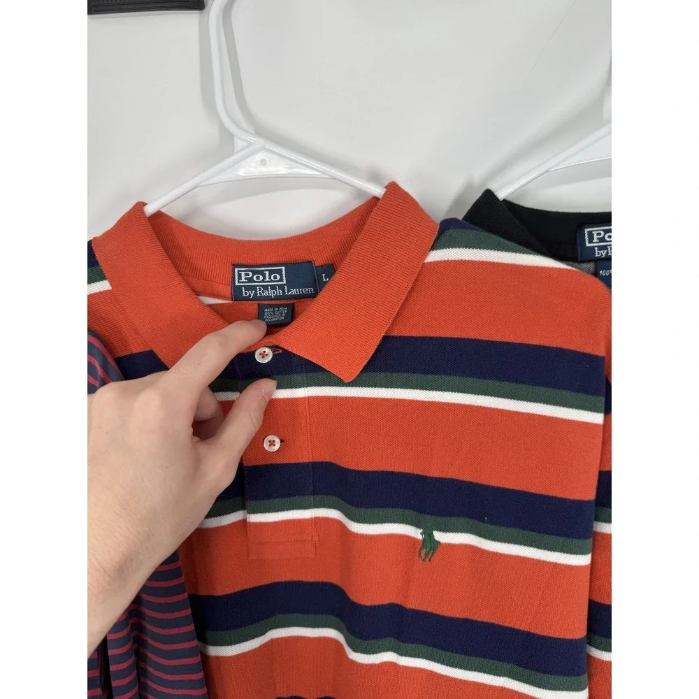 Lot Of 3 Polo Ralph Lauren Polo Shirt Mens Large Golf Short Sleeve 100% Cotton